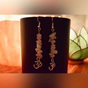 Handmade Rose Quartz “Ohm” Earrings - All NATURAL Gemstones - Nickel Free
